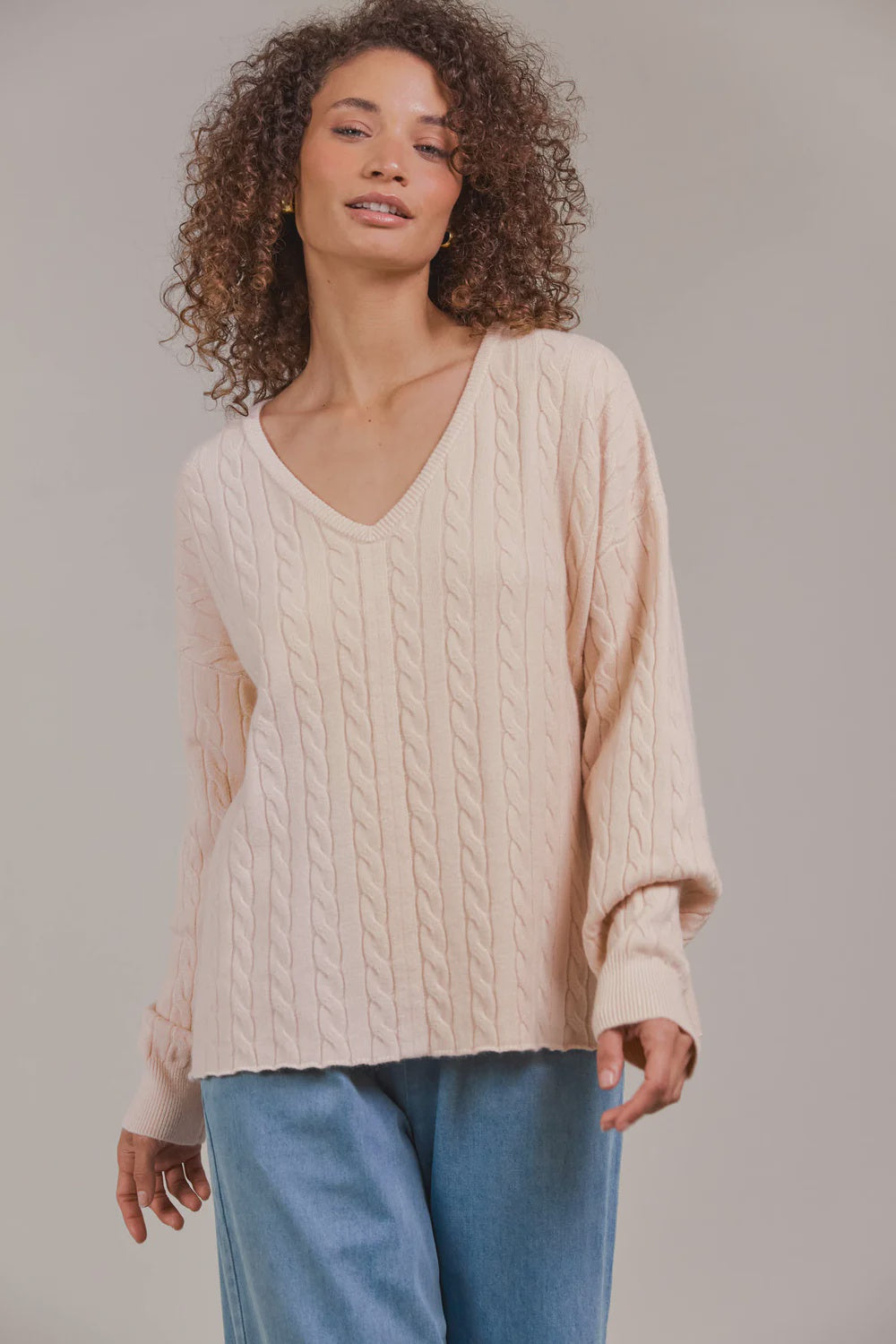 Palmer Cable Knit Ecru