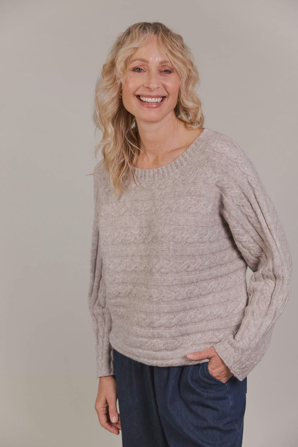 Merano Cable Knit Flax