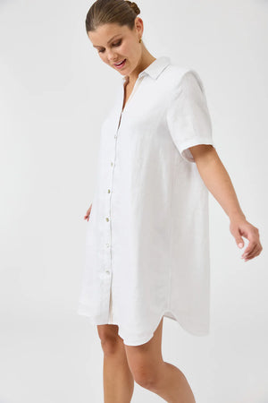 Studio Short Shirt Dress / White