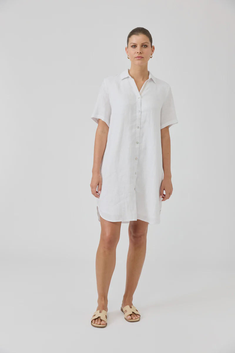 Studio Short Shirt Dress / White