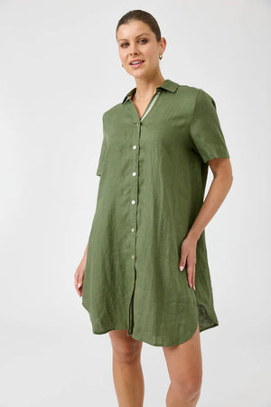 Studio Short Shirt Dress / Olive