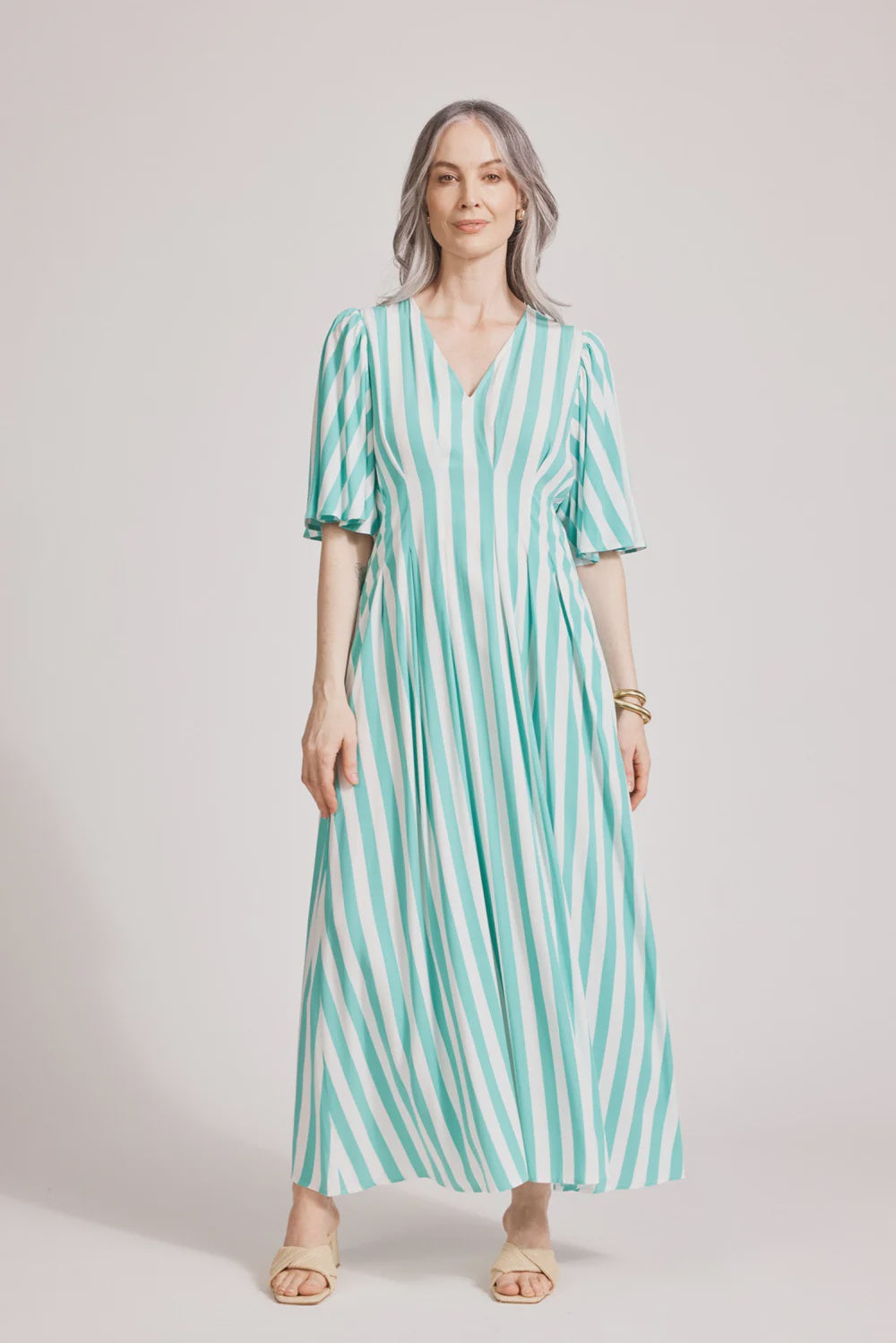 Treville Stripe Dress Aqua