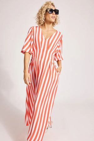 Treville Stripe Maxi Dress Coral