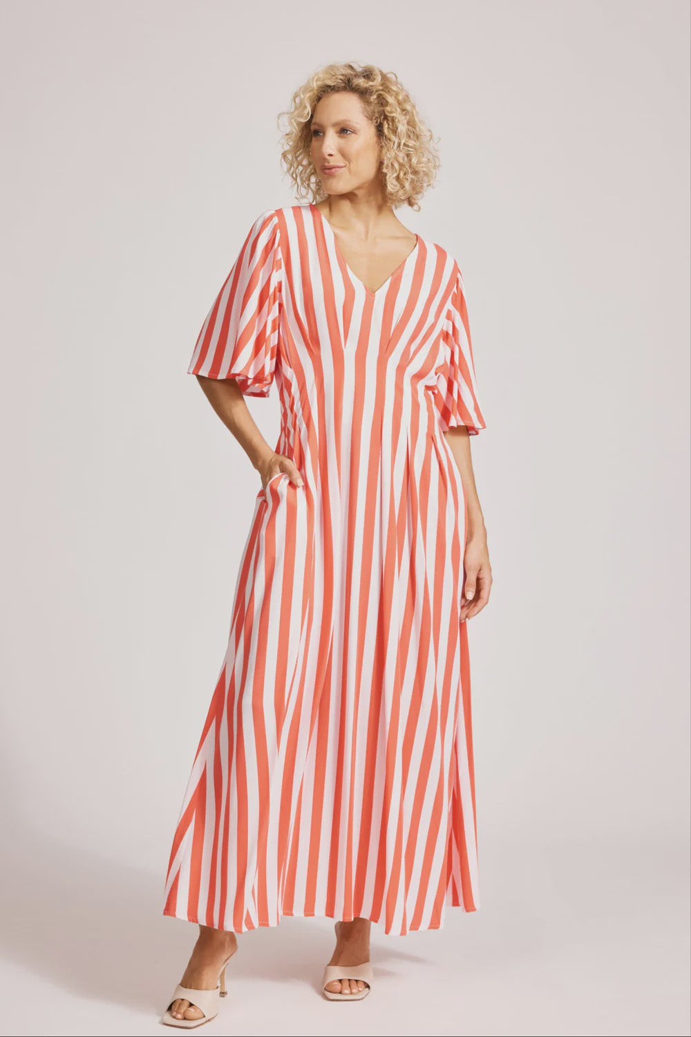 Treville Stripe Maxi Dress Coral