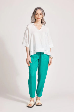 Miramar Collared Top / White
