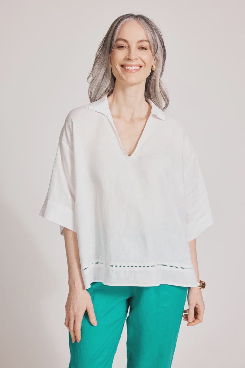 Miramar Collared Top / White