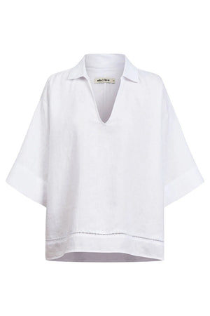 Miramar Collared Top / White