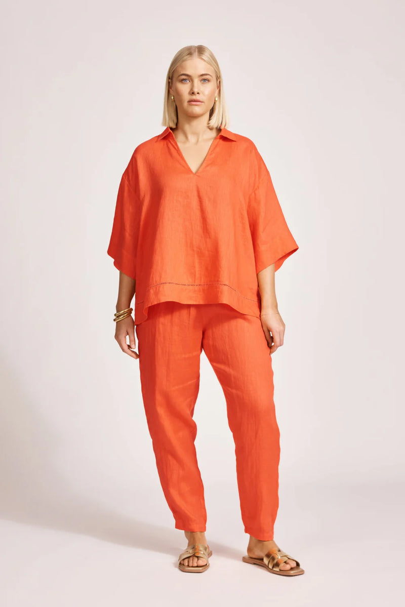 Miramar Collared Top / Coral