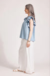 Melenia Denim Frill Top / Denim
