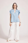 Melenia Denim Frill Top / Denim