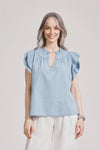 Melenia Denim Frill Top / Denim