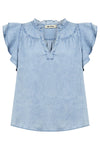 Melenia Denim Frill Top / Denim