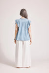 Melenia Denim Frill Top / Denim