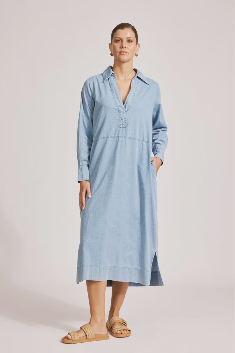 Melenia Denim Collared Dress / Denim