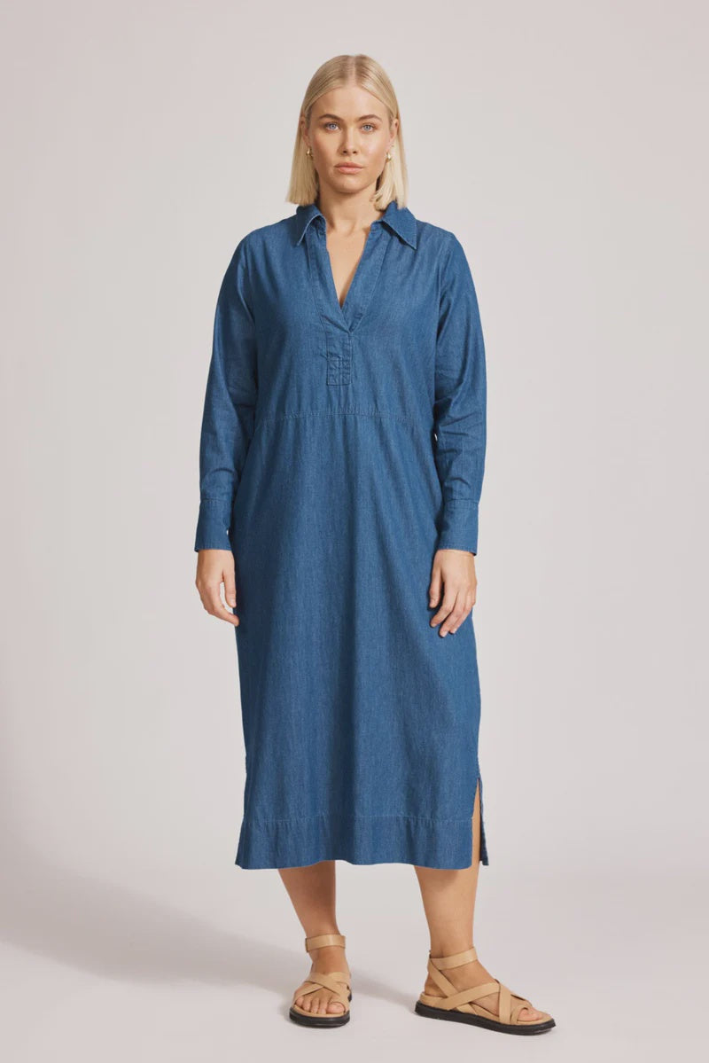 Melenia Denim Collared Dress / Indigo