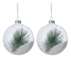 Glass S/2 Snowdome Ornament 10cm