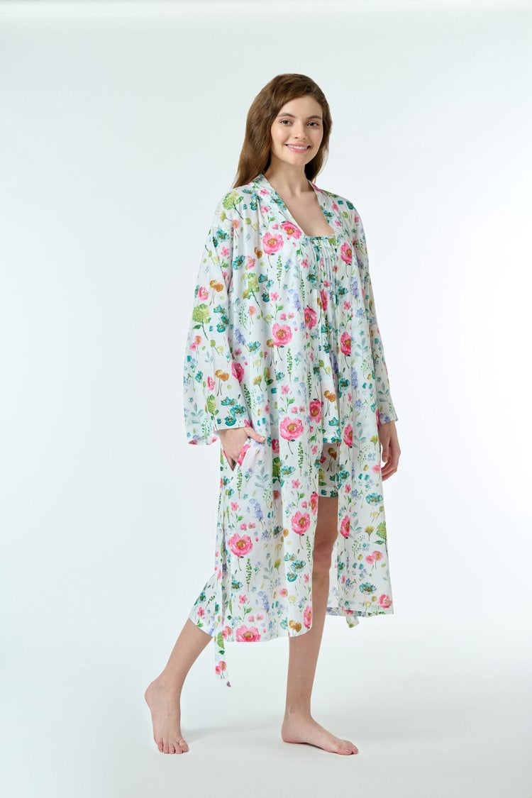 Arabella Dressing Gown Watercolour Floral