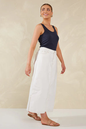 Dalton Denim Skirt White