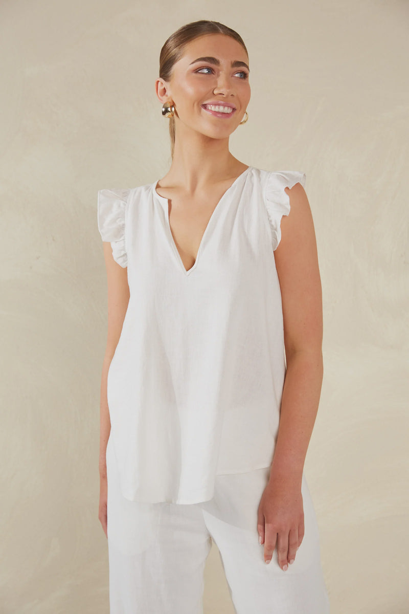 Florence Frill Tank Bianco