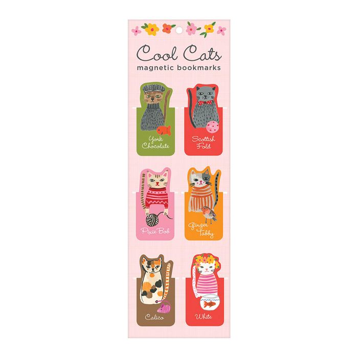 Cool Cats Magnetic Bookmarks S/6