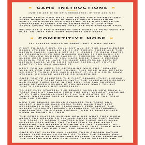 Overrated / Underrated Social Game