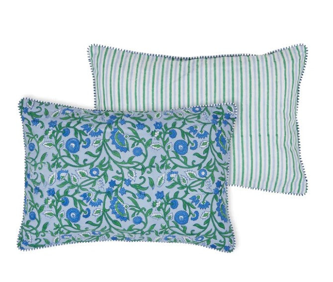 Anika Cotton Block Cushion Emerald 35cm