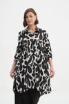 Handkerchief Hem Print Shirt Black/Cream