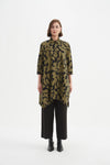 Handkerchief Hem Print Shirt Moss/Black