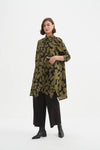 Handkerchief Hem Print Shirt Moss/Black