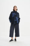 Splatter Print Knit- Navy