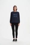 Embossed Metallic WKND Sweat-Midnight Blue