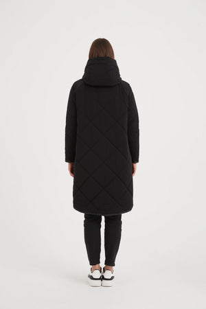 Zip Hem Winter Coat Black