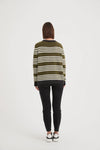 Stripe Contrast Knit - Dark Moss / Ivory