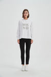 Embossed Metallic WKND Sweat-White/Silver