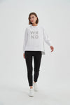 Embossed Metallic WKND Sweat-White/Silver