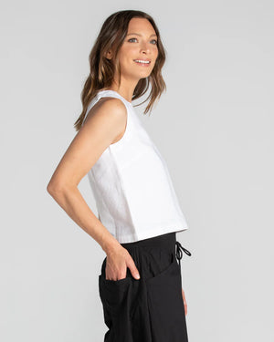 Rose Linen Top - White