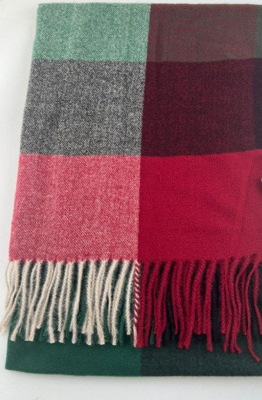 Plaid Shawl Wrap Red/Green