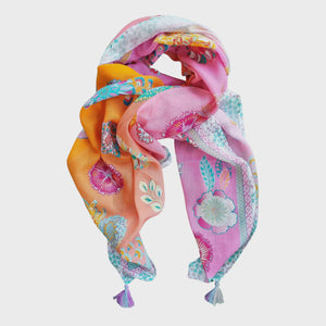 Zoda Pure Cotton Scarf Pink & Orange