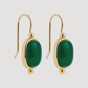Fleur Yellow Gold Green Onyx Earrings