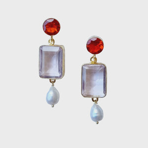 Hydra Glass Gem Earring With Freshwater Pearl