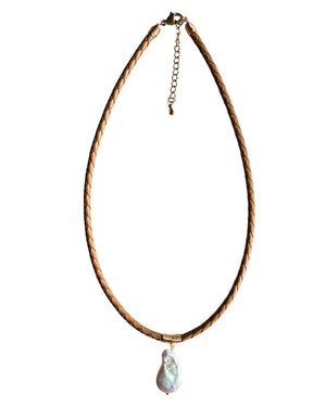 Leather & Pearl Necklace