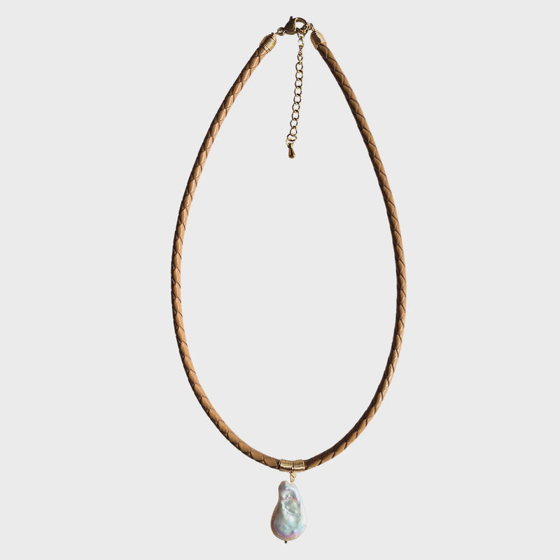Leather & Pearl Necklace
