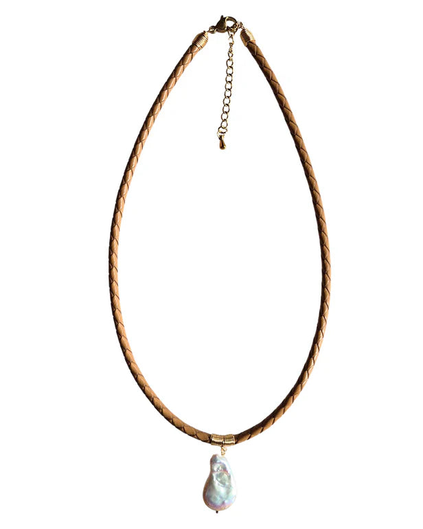 Leather & Pearl Necklace