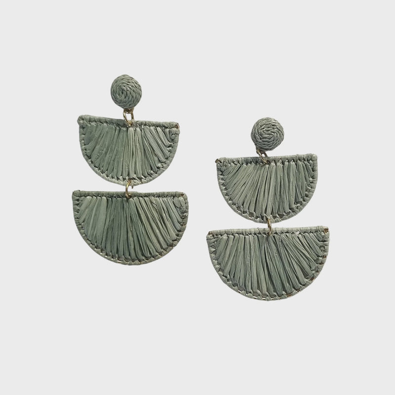 Raffia Drop Earring Green