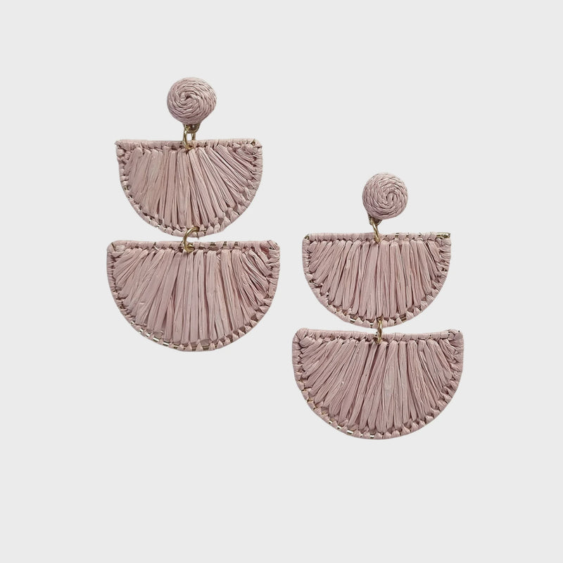 Raffia Drop Earring Pink