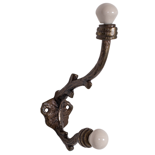 Brass Hook with Ceramic Knob - Gold