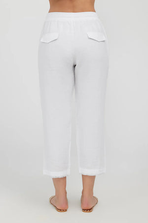 Lido 3/4 Linen Pant White