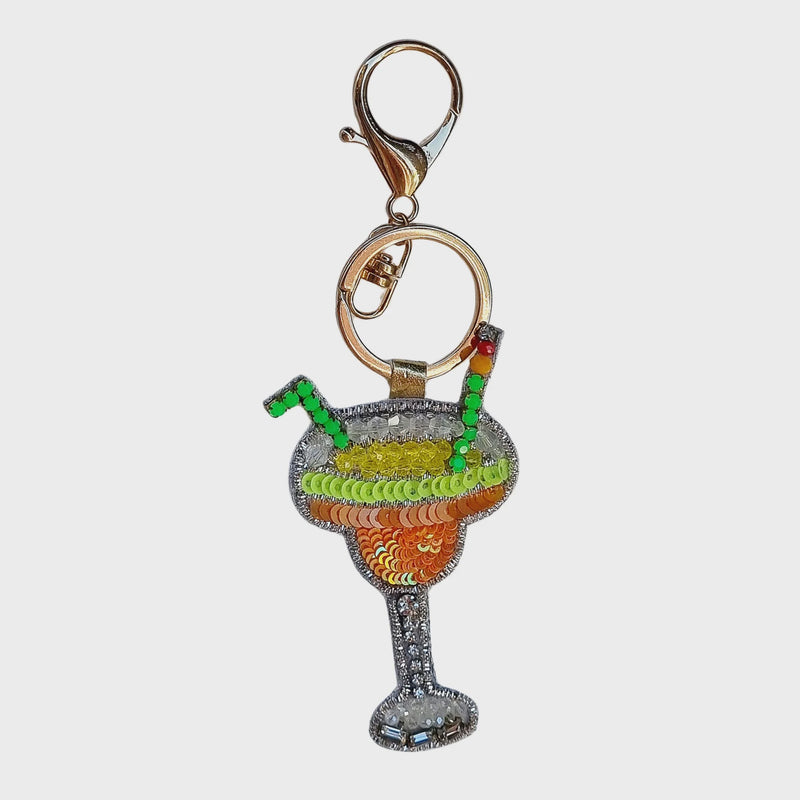 Beaded Cocktail Orange Key Chain