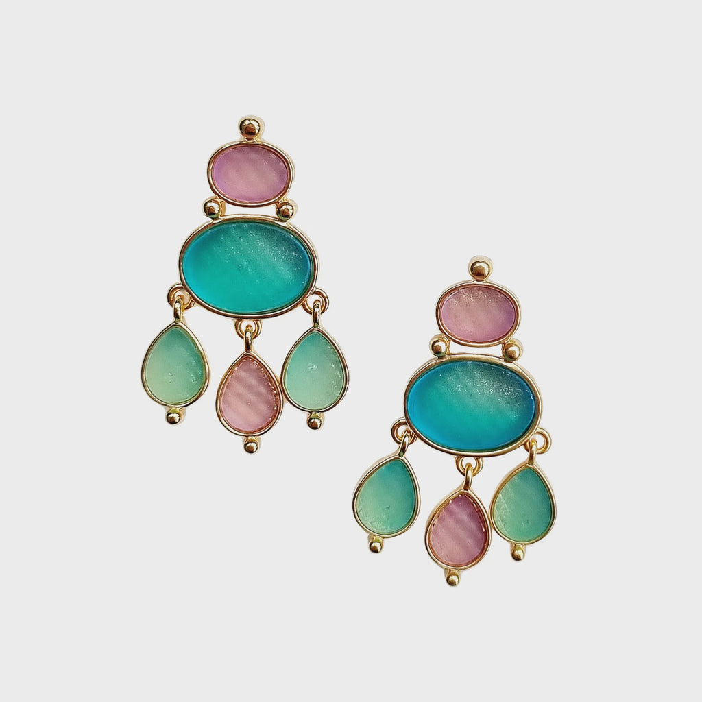 Maia Cascading Glass Gem Earring