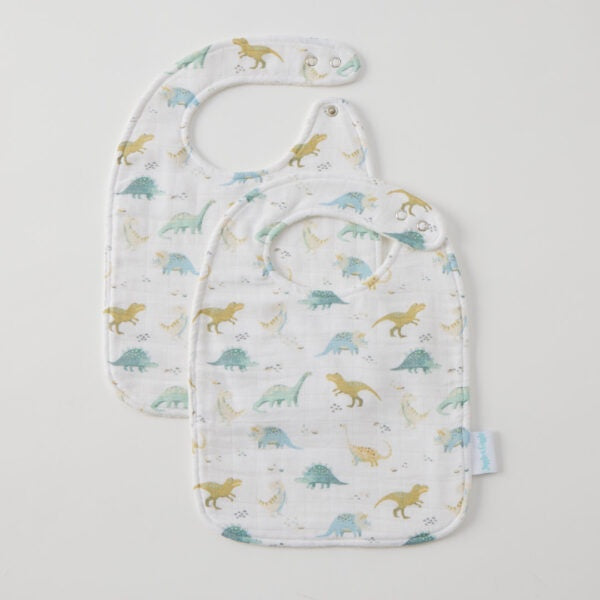 Dallying Dinosaurs Muslin Bib Set Of 2